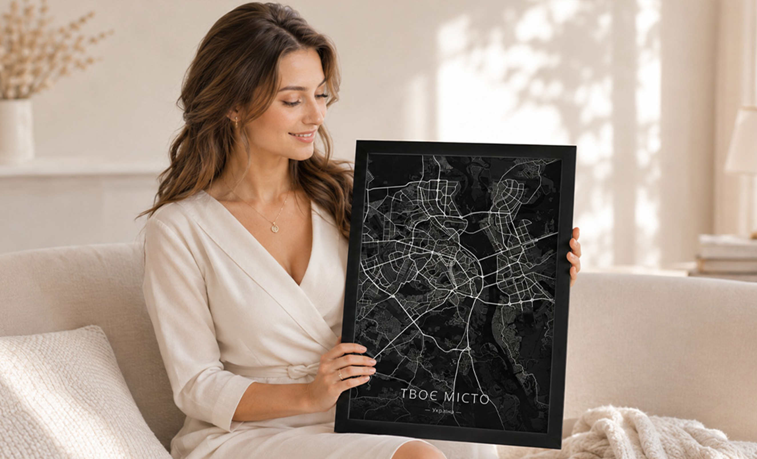 Персональна карта міста SkyPrint у рамці