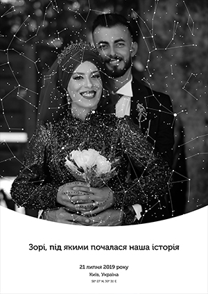 Приклад зоряної карти з весільним фото